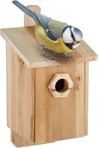 Relaxdays vogelhuisje hangend - houten nestkast - vogelhuis koolmees - tuin - vogels - S
