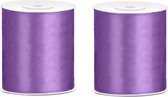 3x Hobby/ décoration rubans décoratifs satin violet 10 cm / 100 mm x 25 mètres - Rubans cadeaux rubans / rubans satin
