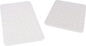 2x Witte anti-slip badmatten/douchematten set - Badkuip/douchecabine mat - Grip matten voor in douche of bad