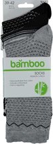 Apollo Sokken Fashion Bamboo Dames Grijs/zwart 3-pack Mt 39/42