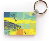Sleutelhanger - Gekleurde illustratie van een vis - Uitdeelcadeautjes - Plastic