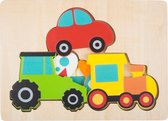 Houten stapel puzzel "Voertuigen" - Kinderpuzzel 2 jaar