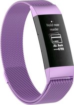 By Qubix - Fitbit Charge 3 & 4 milanese bandje (small) - Lichtpaars - Fitbit charge bandjes