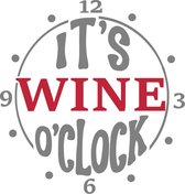 Muursticker its wine oclock in de kleur zwart en rood