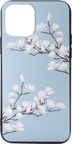 Shop4 iPhone 12 - Coque souple Blossom Light Blauw