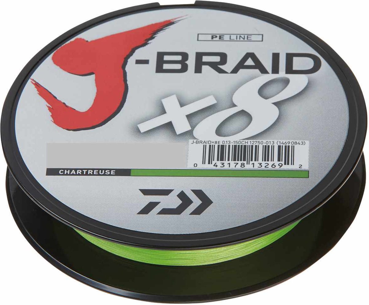 Daiwa J-Braid X8 - Chartreusse - Dyneema -  0.24mm - 150m - Geel