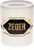 Zeger naam cadeau spaarpot met gouden embleem - kado verjaardag/ vaderdag/ pensioen/ geslaagd/ bedankt