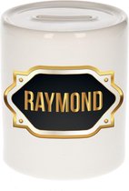 Raymond naam cadeau spaarpot met gouden embleem - kado verjaardag/ vaderdag/ pensioen/ geslaagd/ bedankt