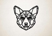 Wanddecoratie - Corgi - M - 60x61cm - Zwart - muurdecoratie - Line Art