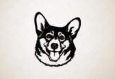 Wanddecoratie - Hond - Corgi 6 - L - 90x75cm - Zwart - muurdecoratie - Line Art