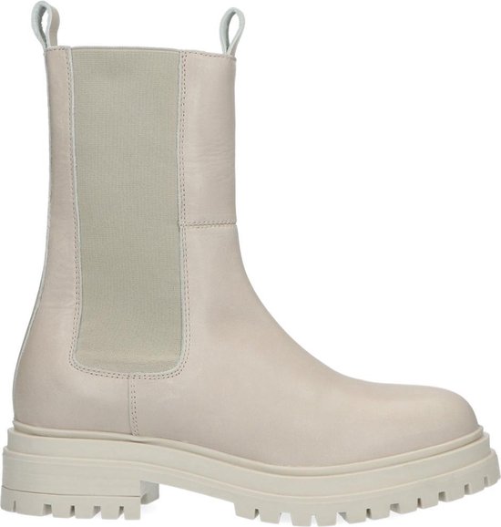 Manfield - Dames - Off white leren chelsea boots - Maat 39