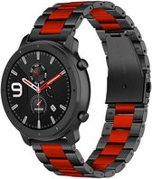 Stalen Smartwatch bandje - Geschikt voor  Xiaomi Amazfit GTR stalen band - zwart/rood - 42mm - Horlogeband / Polsband / Armband