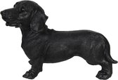 Clayre & Eef Decoratie Beeld Hond 32*14*23 cm Zwart Kunststof Decoratief Figuur Decoratieve Accessoires Woonaccessoires