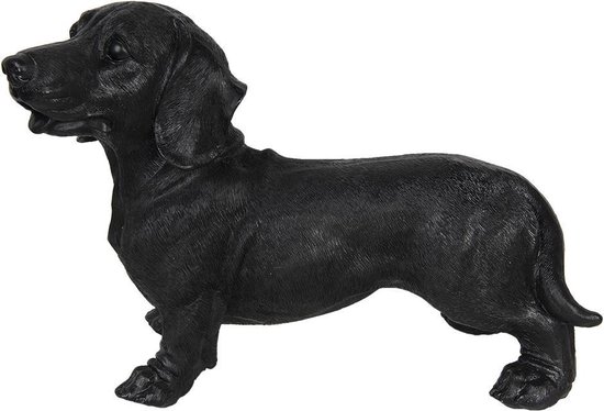 Clayre & Eef Beeld Hond 32x14x23 cm Zwart Polyresin Woonaccessoires