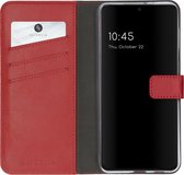 Selencia Hoesje Geschikt voor Samsung Galaxy S21 Plus Hoesje Met Pasjeshouder - Selencia Echt Lederen Bookcase - Rood