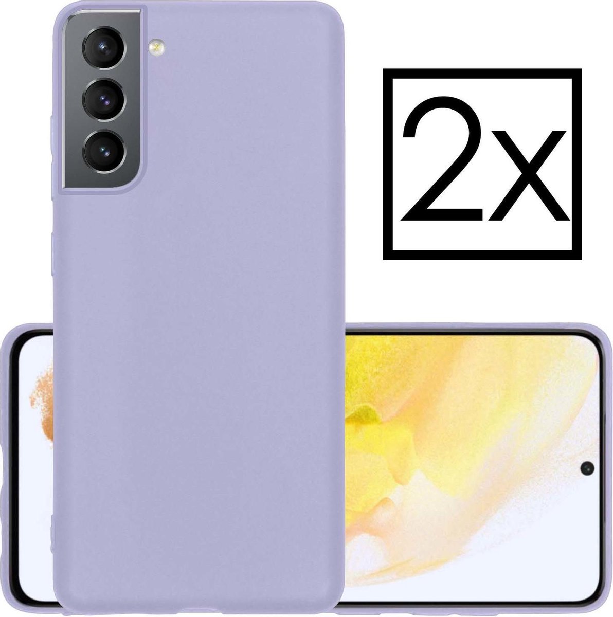 Hoesje - 2 Stuks - Geschikt voor Samsung Galaxy S21 - Sterk & Shockproof - Case Siliconen - Back Cover - Telefoon Hoes - Lila