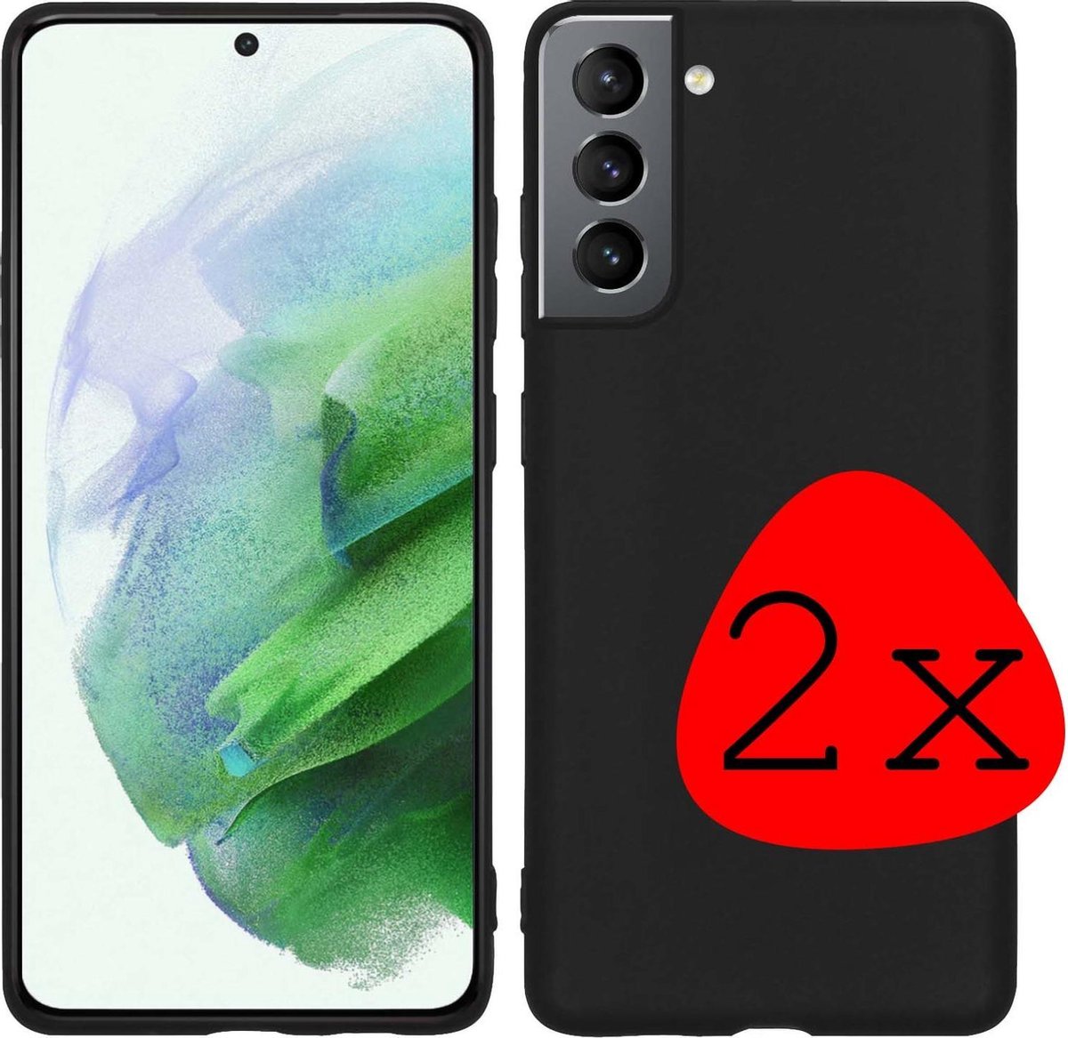 Hoesje 2 Stuks - Geschikt voor Samsung Galaxy S21 - Sterk & Shockproof - Case Siliconen - Back Cover - Telefoon Hoes - Zwart