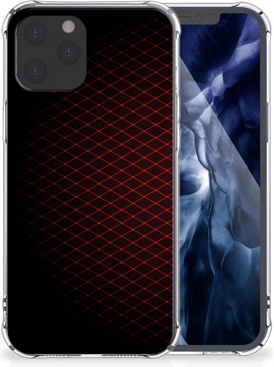 iPhone 12 Pro Max Doorzichtige Silicone Hoesje Geruit Rood