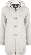 Gebreid Wollen Dames Vest van Schapenwol met Polyester Fleece voering en afneembare capuchon - SHAKALOHA - W Woodcord Ziphood Beige 3XL