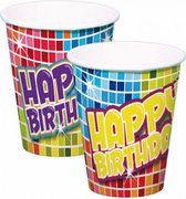 24x pièces de gobelets en papier sur le thème de Happy anniversaire - Articles de fête