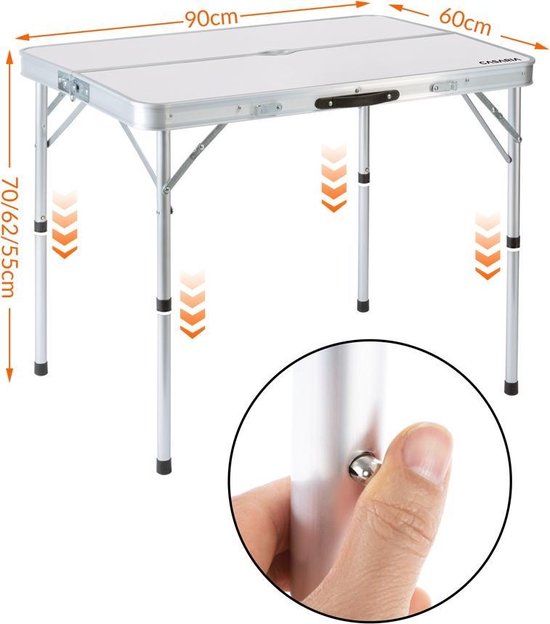 Casaria Campingtafel Aluminium - Incl. 2 Banken/Inklapbaar - Wit van Casaria — afbeelding 4