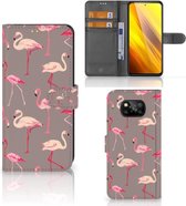 Hoesje met naam Xiaomi Poco X3 | Poco X3 Pro Wallet Book Case Flamingo