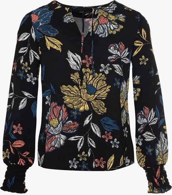 racket modus Tragisch Jazlyn dames blouse met bloemenprint - Zwart - Maat S | bol.com