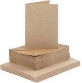 Kaarten en enveloppen, naturel, afmeting kaart 10,5x15 cm, afmeting envelop 11,5x16,5 cm, 50 set/ 1 doos