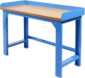 Datona® Werkbank PRO - eiken werkblad - legbord - 150 cm - Blauw