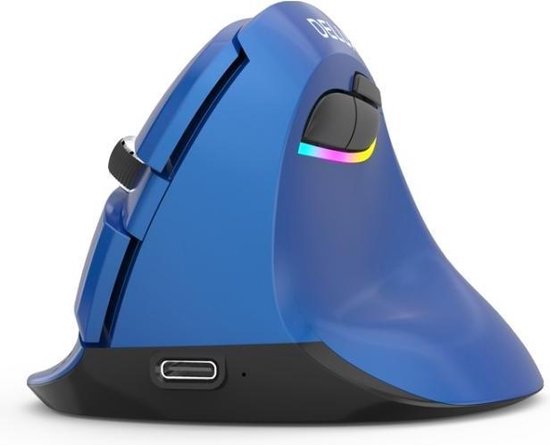 DELUX M618 Mini - Muis - Draadloze muis - Verticaal - Blauw