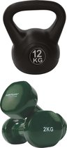 Tunturi - Fitness Set - Vinyl Dumbbell 2 x 2 kg - Kettlebell 12 kg