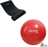 Tunturi - Fitness Set - Fitnessmat 160 x 60 x 0,7 cm - Gymball Rood 90 cm