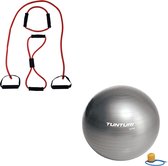 Tunturi - Fitness Set - Tubing Set Rood - Gymball Zilver 55 cm
