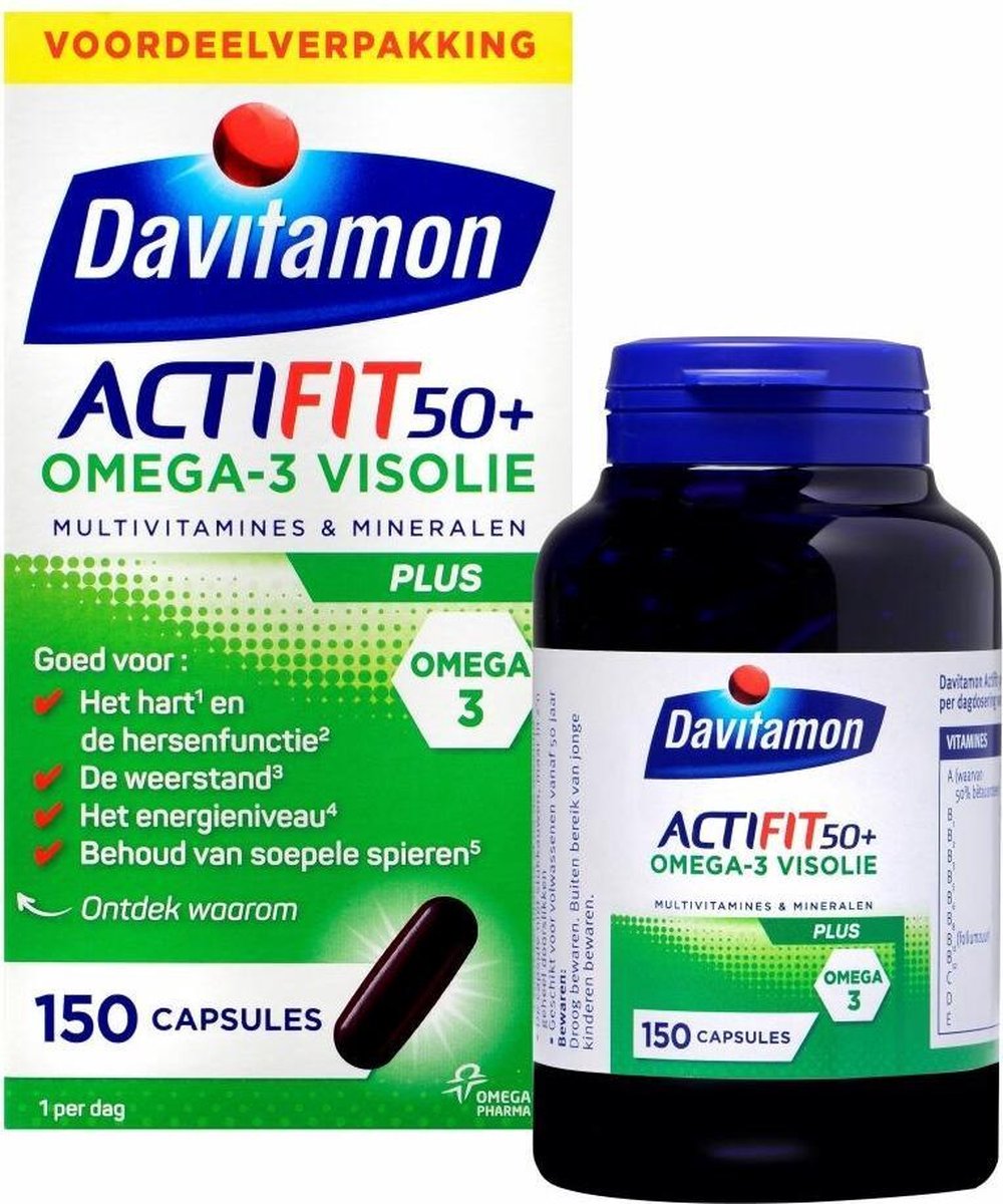 Davitamon Actifit 50+ Omega3 - Multivitamine voor 50 plussers - 150  capsules - | bol.com