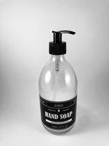 Zeepdispenser | Zeeppompje | Soap | transparant glas | 500ml | Vintage label | Plastic pompje | Glas