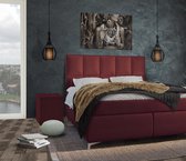 Boxspring Florence - Inclusief 7-zones pocketveringmatras - Bordeauxrood - 140x200 cm