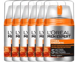 L’Oréal Paris Men Expert Hydra Energetic hydraterende dagcrème - 6 x 50 ml - Multiverpakking