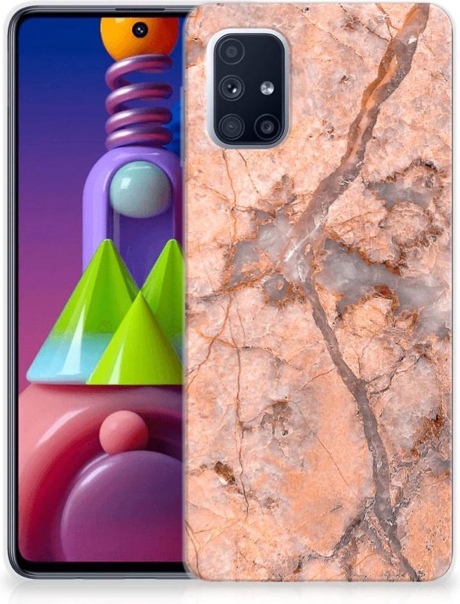Samsung Galaxy M51 TPU Siliconen Hoesje Marmer Oranje