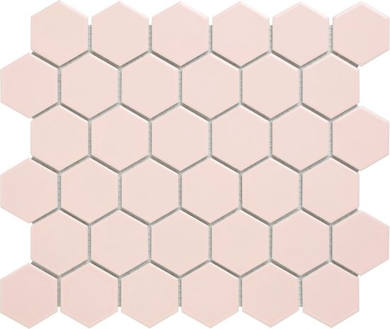 Mozaïek Barcelona 28.1x32.5 cm Verglaasd Porselein Hexagon Glanzend Roze  (Prijs Per... | bol.com