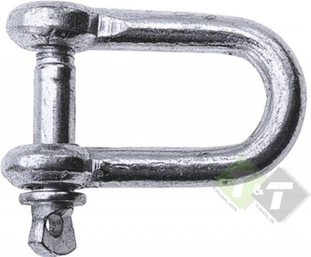 D-sluiting 6mm met borstbout, D-sluiter, D sluiting.