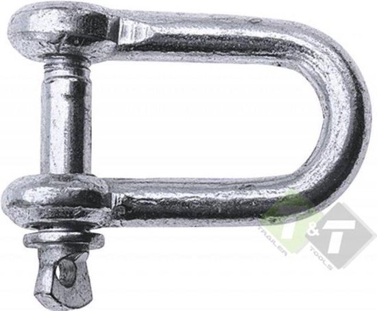 Gegalvaniseerde D-sluiting met borstbout, 6 mm breed.