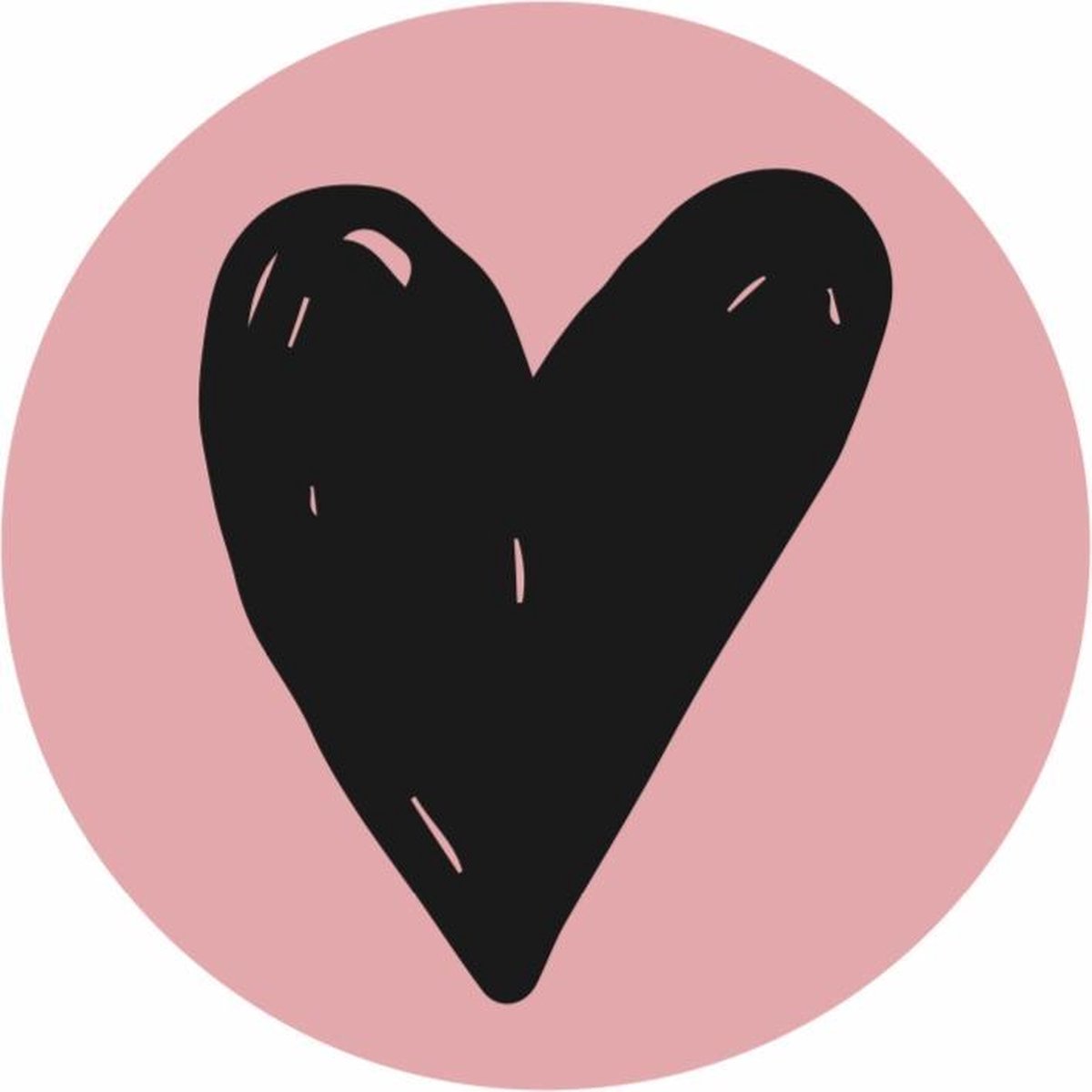 Cadeau stickers Hartje Roze Zwart