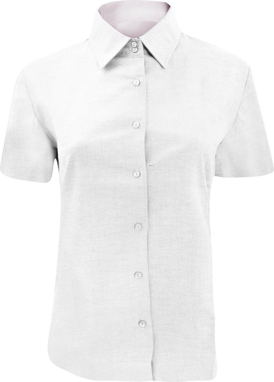 Russell Collectie Dames/Dames Korte Mouw Easy Care Oxford Shirt (Wit)