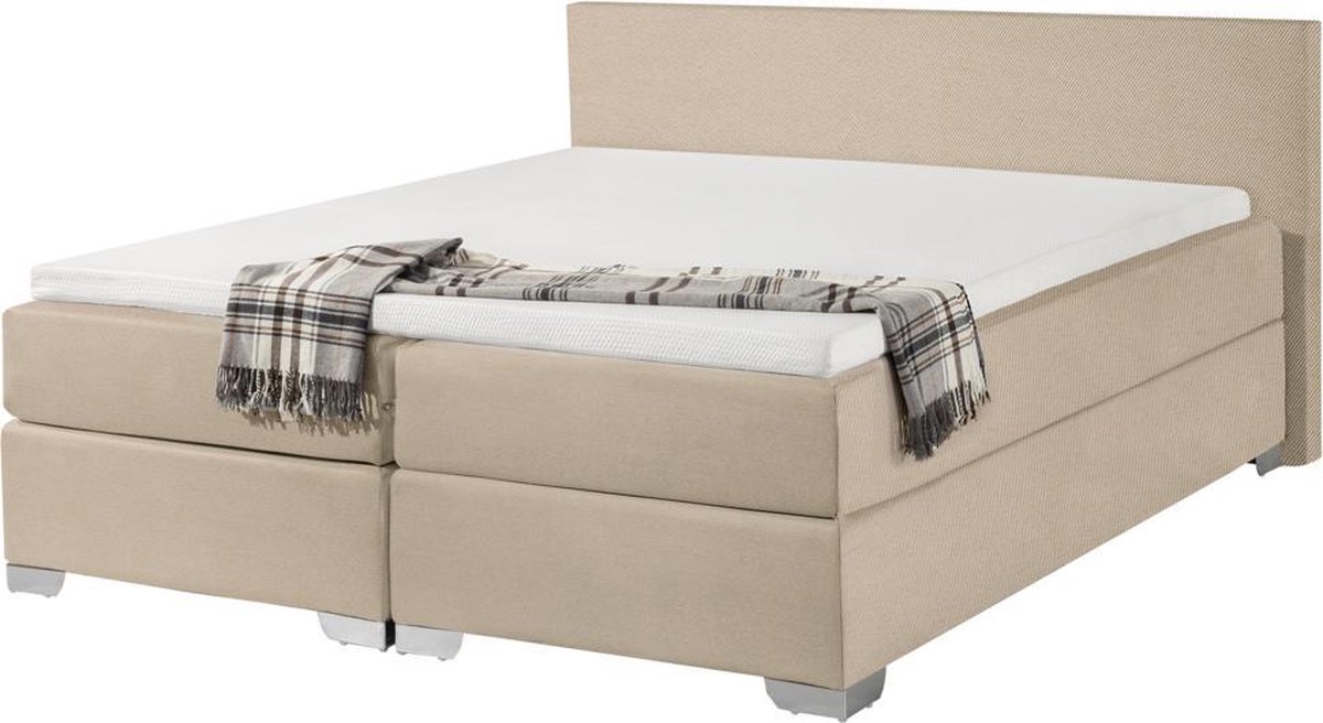 BELIANI PRESIDENT - Boxspringbed - Beige - 160 x 200 cm - Polyester