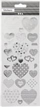 Stickers, harten, 10x24 cm, zilver, 1 vel