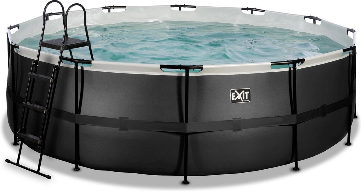 EXIT Black Leather zwembad Ã¸450x122cm met filterpomp - zwart