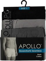 Apollo Boxershort Seamless Heren Katoen Zwart/grijs 3 Stuks Mt M