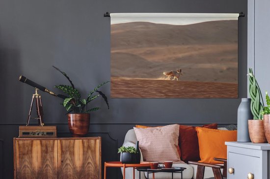 Tapisserie Fennek - Un renard du désert se promène dans le désert Tapisserie coton 150x100 cm - Tapisserie avec photo