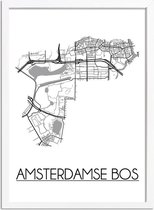 Amsterdamse Bos Plattegrond poster A2 + fotolijst wit (42x59,4cm) - DesignClaud