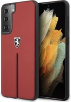 Samsung Galaxy S21 Backcase hoesje - Ferrari - Effen Rood - Leer